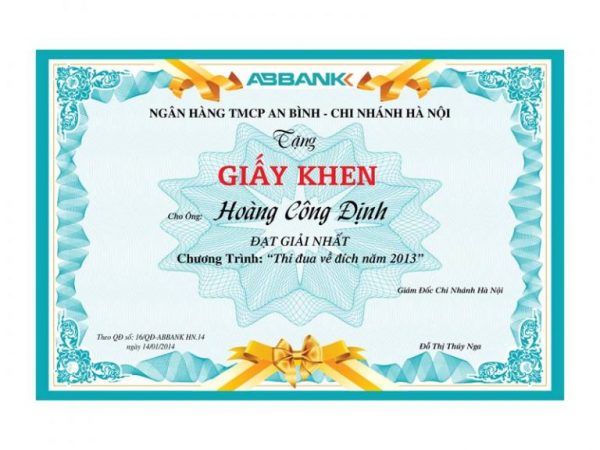 In giấy khen chuyên nghiệp